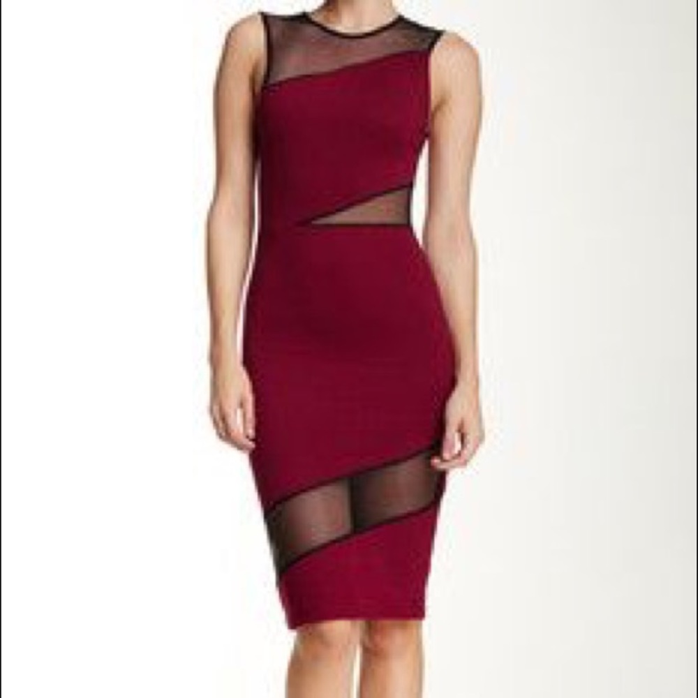 Lix burgundy wine Midi bodycon cut out dress